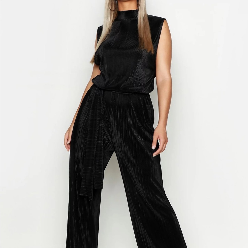 Black plus size high neck Jump suit